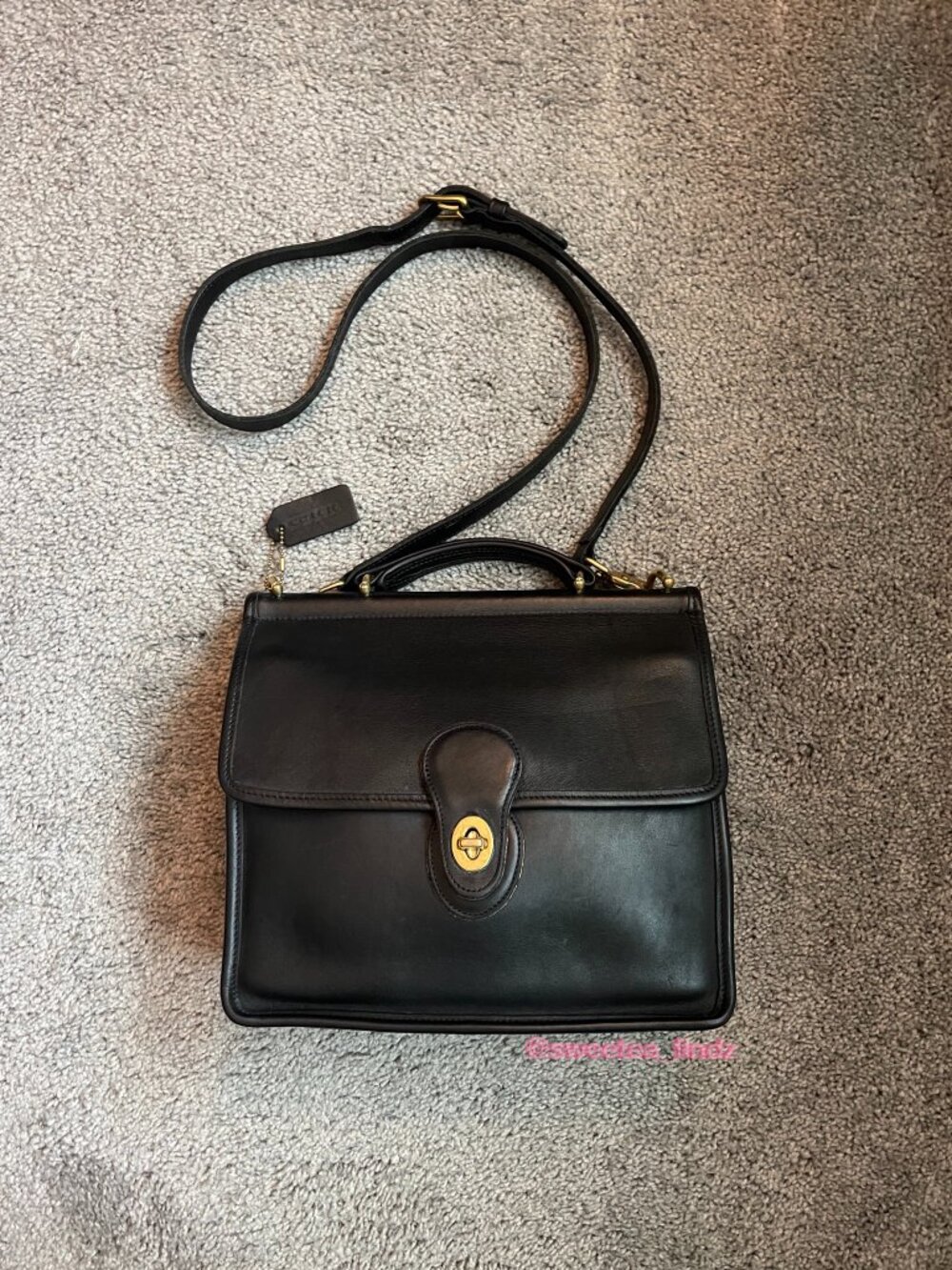 Vintage 1990s Coach Willis Crossbody Purse w/ Handle- 9927, Black